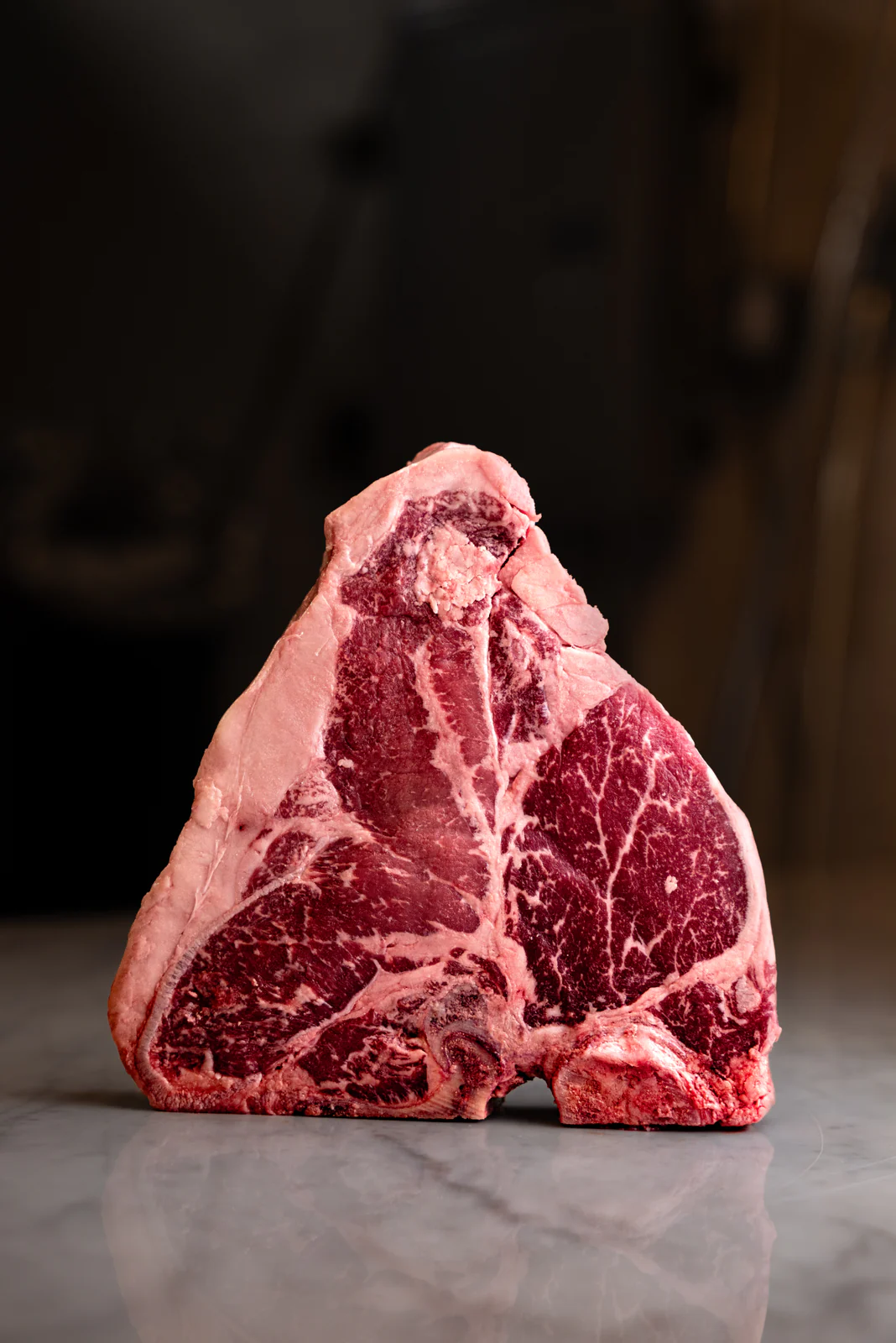 Prime ribeye cut on marble