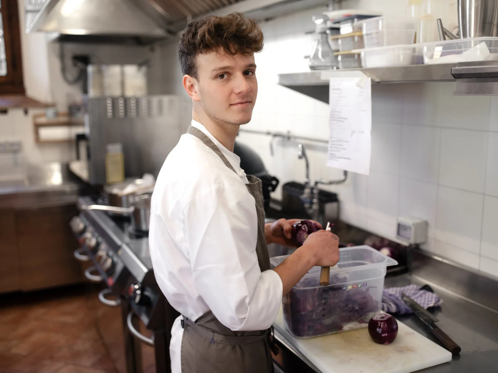 Kitchen staff portrait during prep